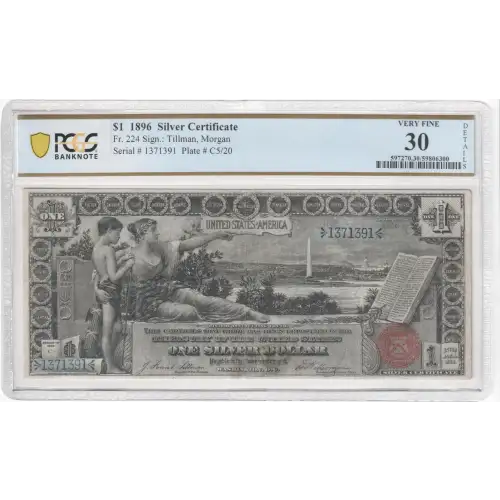 $1 1896 Small Red with rays Silver Certificates 224