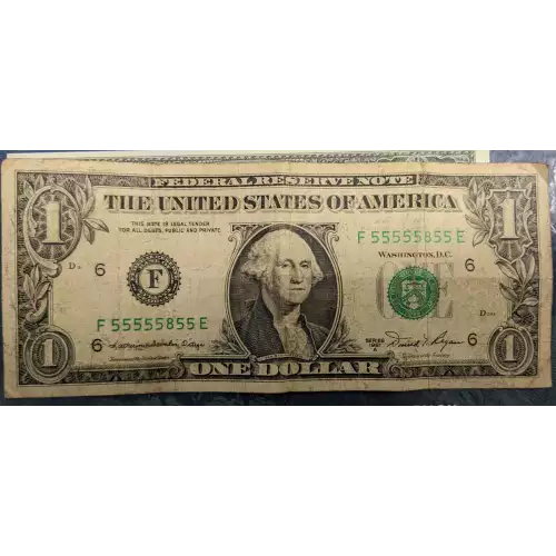 $1 1981-A. Green seal. Small Size $1 Federal Reserve Notes 1912-F