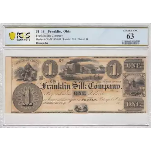 $1 Franklin Silk Company Haxby#oh-w1124-01 #uncirculated