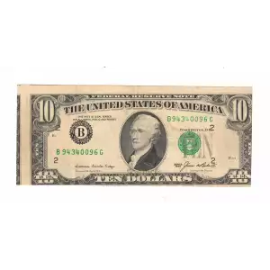 $10 1985 Treasury seal. Small Size $10 Federal Reserve Notes 2027-B