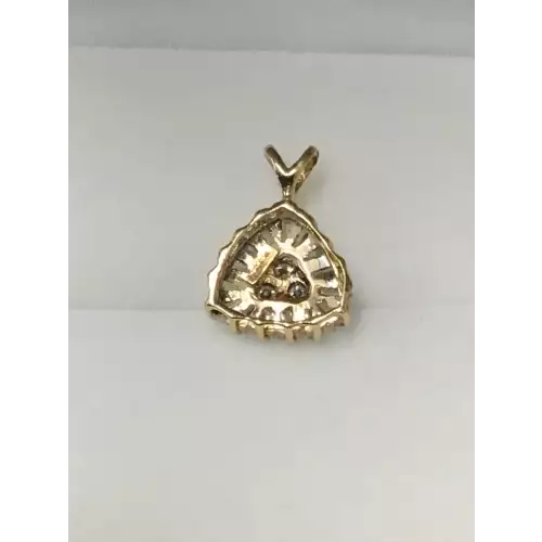 10K SI2 .60 Carat Baguette and Round Brilliant Cut Diamond Pendant 1.0g