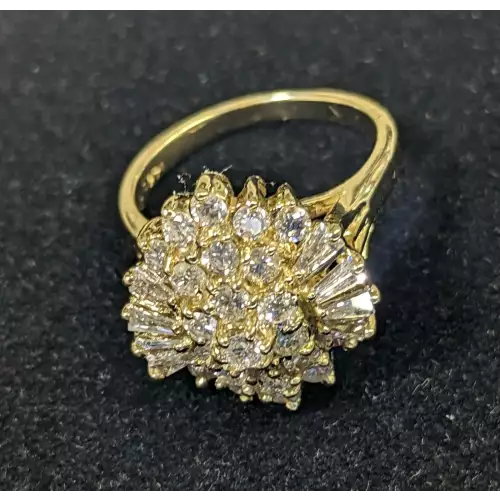 14K 5.5 gram Yellow Gold Cocktail Vintage Diamond Ring Very Lively Eye Clean SI Clarity F Color Size 5.5 (2)