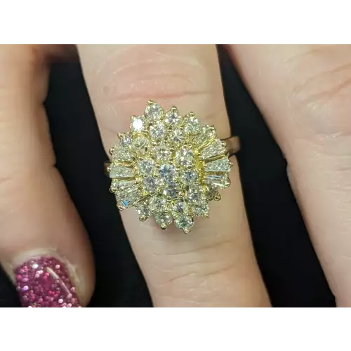 14K 5.5 gram Yellow Gold Cocktail Vintage Diamond Ring Very Lively Eye Clean SI Clarity F Color Size 5.5 (3)