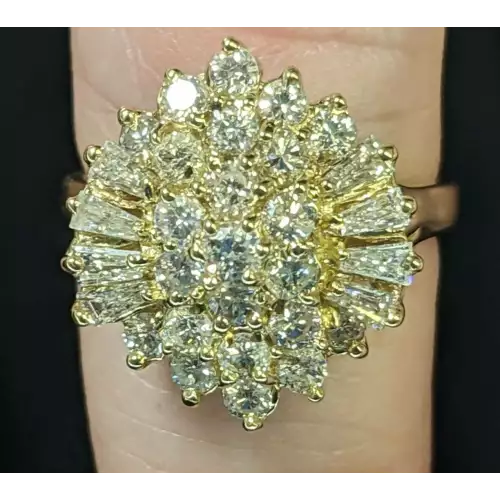 14K 5.5 gram Yellow Gold Cocktail Vintage Diamond Ring Very Lively Eye Clean SI Clarity F Color Size 5.5 (4)