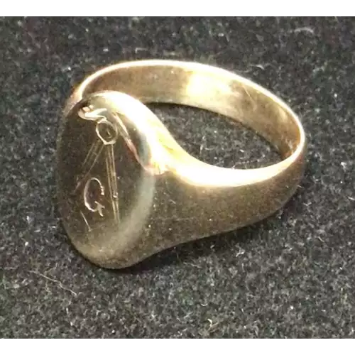 14K Antique Mason Ring  7.5g  Men's Size 9.25 (2)