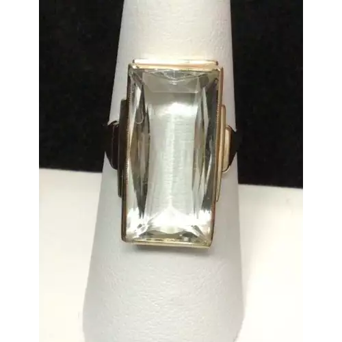 14k Gold Large 1.7mm X  2.9mm Emerald Cut Aquamarine Cocktail Ring (2)