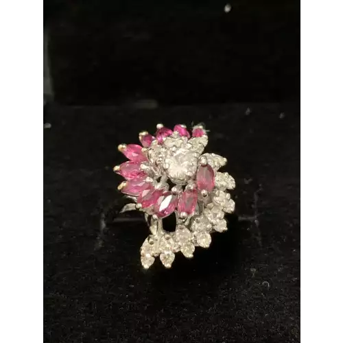 14K WG 1 Carat Ruby .50 CTW Diamond Ring Size 5.5,  5.4g