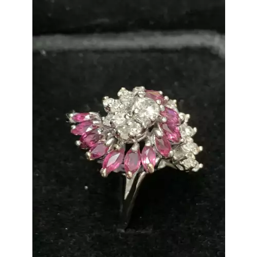 14K WG 1 Carat Ruby .50 CTW Diamond Ring Size 5.5,  5.4g (4)