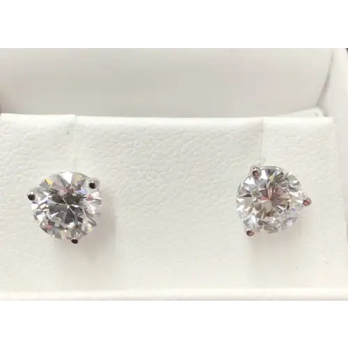 14K WG 2.04 CT Diamond Earrings Lab Grown Round Brilliant VS1 D in Martini Settings