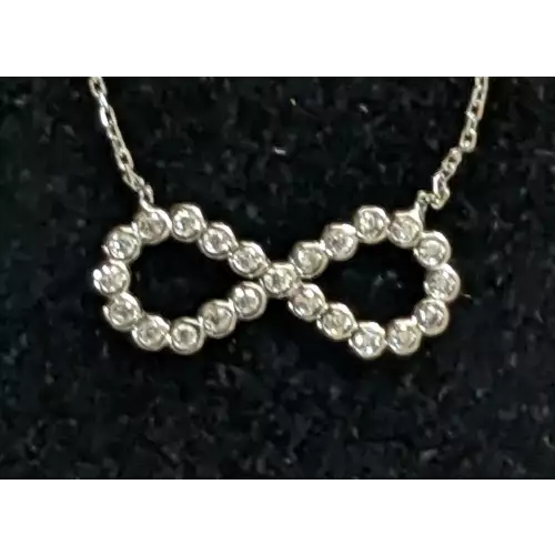 14k White Gold Infinity CZ Necklace 17