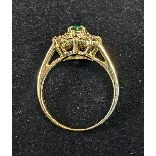 14k Yellow Gold 4.8 Grams Vintage Diamond and Emerald Cocktail ring size 7 (4)