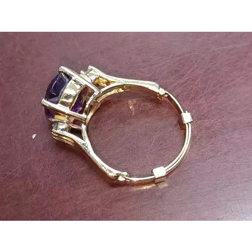 14K Yellow Gold Amethyst Ring with Adjustable Shank 7.3g