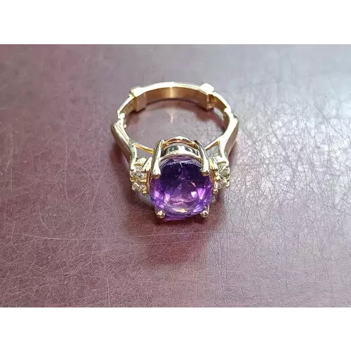 14K Yellow Gold Amethyst Ring with Adjustable Shank 7.3g (2)