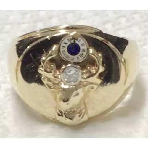 14k Yellow Gold and Diamond Men's Elk Lodge Signet Ring Size 10.75 (3)