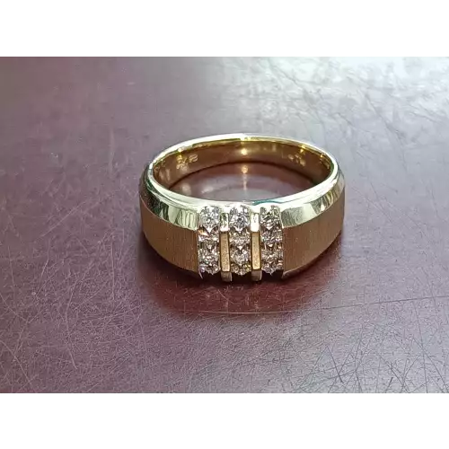 14k Yellow Gold Brushed Shank 3 Row Chanel Set Diamond Ring Size 10.5 (2)
