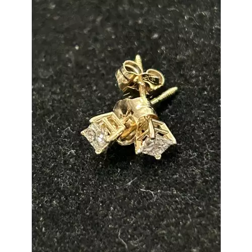 14k YG 1/4 CTW Princess Cut Earrings