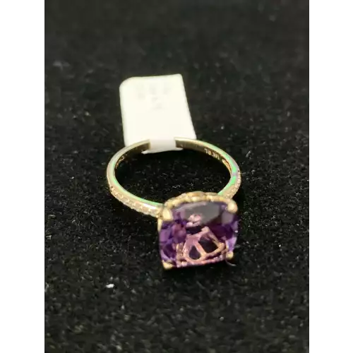 14k YG Amethyst Ring .07 CTW size 6.75 2.6g (8)