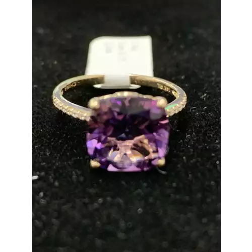 14k YG Amethyst Ring .07 CTW size 6.75 2.6g (7)