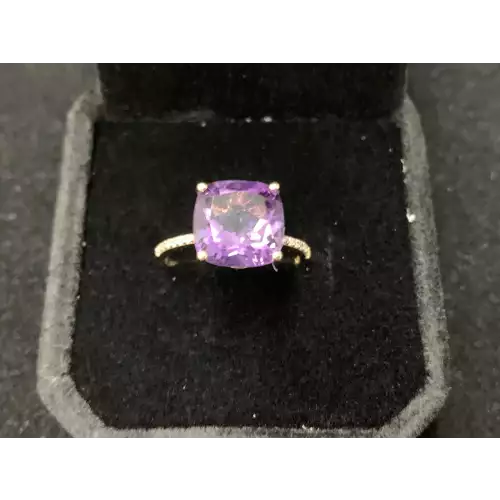 14k YG Amethyst Ring .07 CTW size 6.75 2.6g (2)