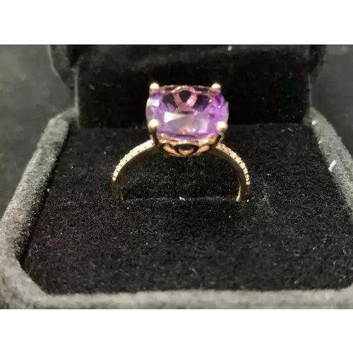 14k YG Amethyst Ring .07 CTW size 6.75 2.6g (3)