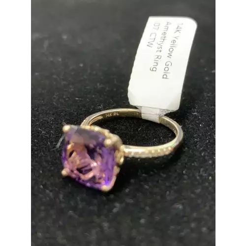 14k YG Amethyst Ring .07 CTW size 6.75 2.6g (4)