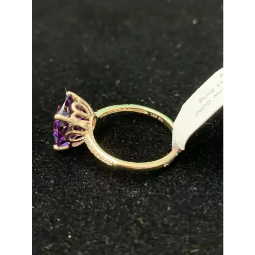 14k YG Amethyst Ring .07 CTW size 6.75 2.6g (5)