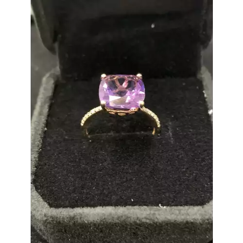 14k YG Amethyst Ring .07 CTW size 6.75 2.6g (6)