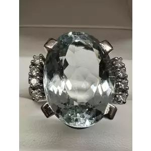 18K WG Ring with a 22.8 Ct Aquamarine Gem  size 10.25 GIA certified 16.7g