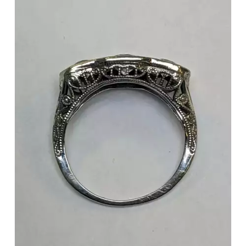 18k White Gold Filagree Flower Basket Antique Ring .5 and 2 .25 Carat Diamonds (2)