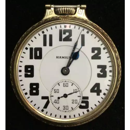 1928 Hamilton 992 21J Railroad Pocket Watch Runs Strong 14kGF YG2