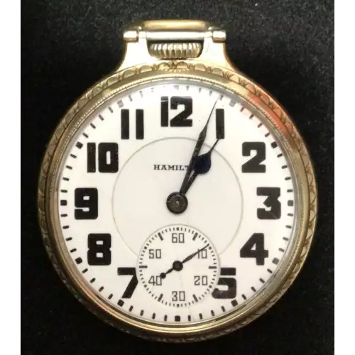 1928 Hamilton 992 21J Railroad Pocket Watch Runs Strong 14kGF YG1