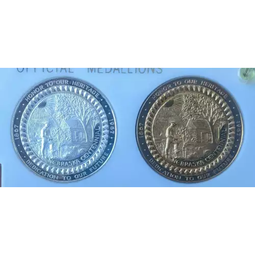 1967 NEBRASKA CENTENNIAL .999 SILVER & BRONZE MEDALS MEDAL BY MEDALLIC ARTS CO. (2)