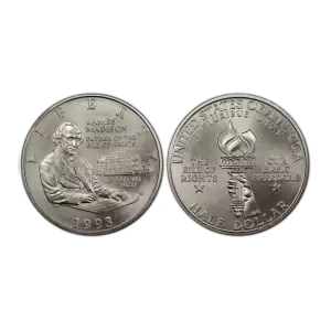 1993-Bill of Rights Madison Commemorative Silver Half Dollar Mint State