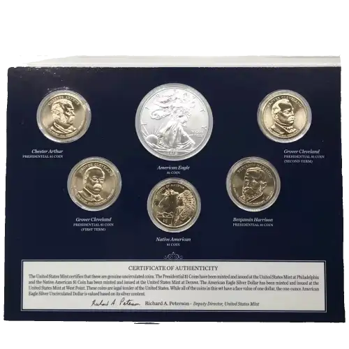 2012 Annual Uncirculated Dollar Coin Set incl W Burnished Silver Eagle - US Mint