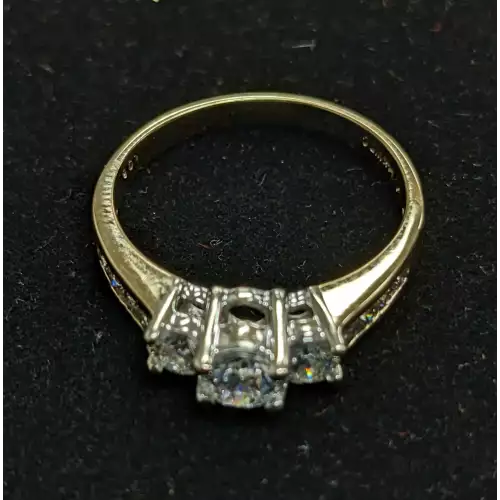3 Stone Semi Eternity Diamond Ring 14k Gold 3.7g Size 8.5-1.0 CWT (2)