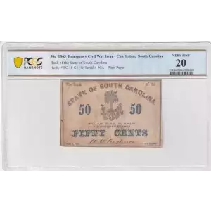 50¢ 1863 Emergency Civil War Issue - Charleston, South Carolina