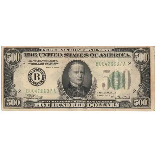 $500 1934-A.  High Denomination Notes 2202-B (2)
