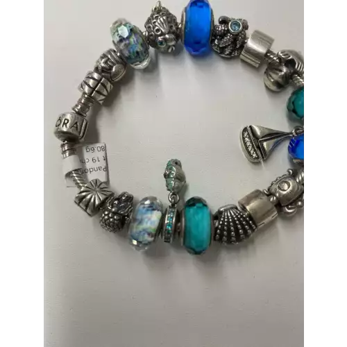 925 Pandora Bracelet with 19 charms 80.6g (2)