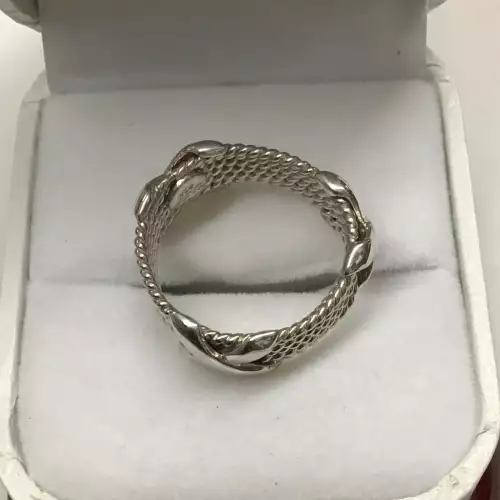 925 Tiffany & Co wide mesh ring with X size 8 7.5mm wide 6.4g (3)