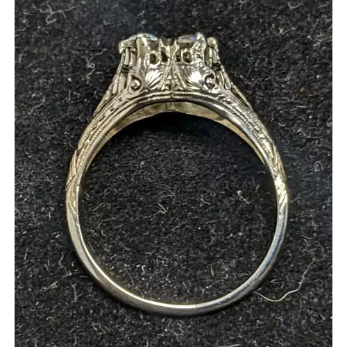 Beautiful Antique Filigree 1/2 Carat Diamond Ring 18k White Gold 2.9g Size 7.5 (2)