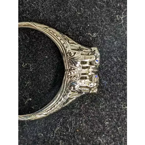 Beautiful Antique Filigree 1/2 Carat Diamond Ring 18k White Gold 2.9g Size 7.5 (4)