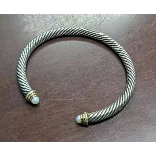 David Yurman Classic Cable Bracelet 5mm in Sterling Silver, Gold & Pearl