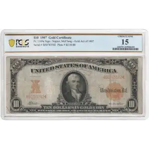 $10 1907 Gold Act of 1907 Gold Certificates 1169a