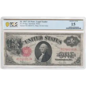 $1 1917 Small Red, scalloped Legal Tender Issues 39