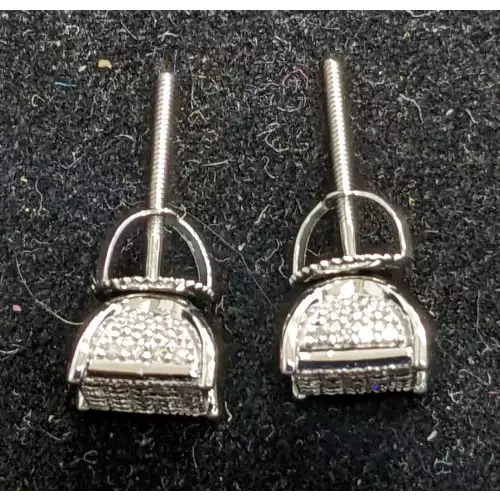 Square Stud 1 Carat Diamond Cluster Earrings 10k White gold 2.1 Grams Screw Backs Impressive