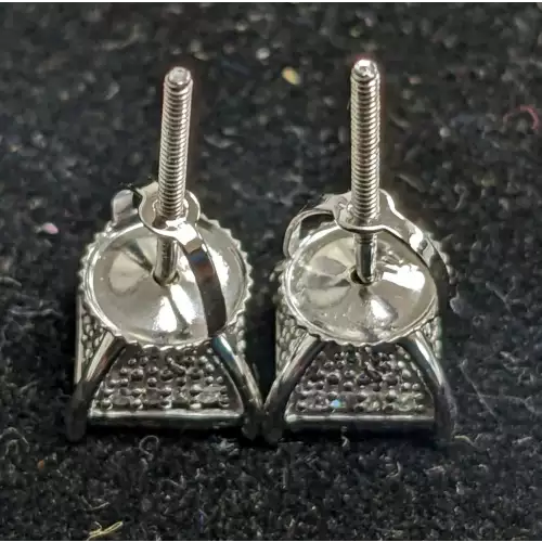 Square Stud 1 Carat Diamond Cluster Earrings 10k White gold 2.1 Grams Screw Backs Impressive (2)