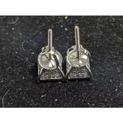 Square Stud 1 Carat Diamond Cluster Earrings 10k White gold 2.1 Grams Screw Backs Impressive (3)