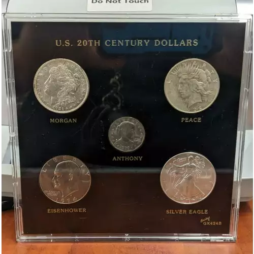 US 20th Century Type Dollar 5 Coin Set in Capital GX424B Holder

*  Morgan Silver Dollar

*  Peace Dollar

*  Eisenhower Dollar

*  Susan B. Anthony Dollar

*  American Silver Eagle