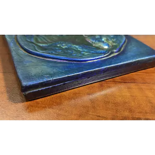 VERY RARE TIFFANY IRIDESCENT BLUE GLASS TILE VINTAGE ARTWORK 4