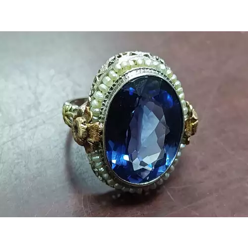 Vintage 14k White Gold and Spinel Ring 14k 7.1g Size 4.75
